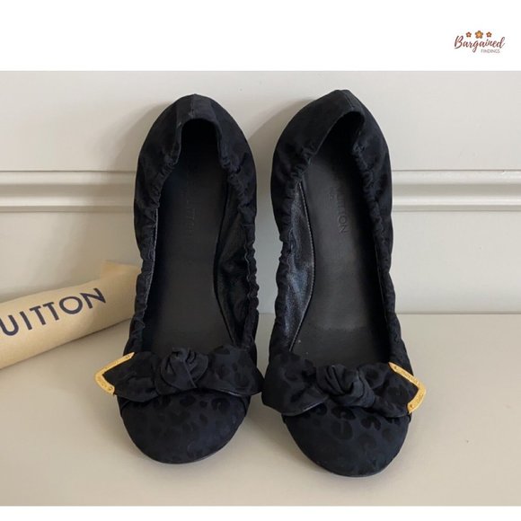 Authentic Louis Vuitton Black Leopard Print Fabric Amulet Ballet Flats Size 38/8 - Picture 9 of 13